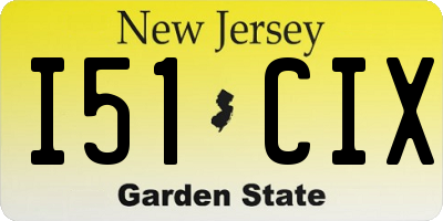 NJ license plate I51CIX