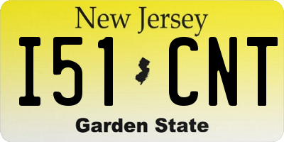 NJ license plate I51CNT