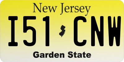 NJ license plate I51CNW