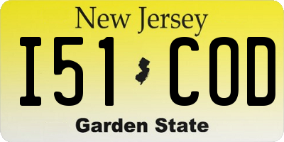 NJ license plate I51COD