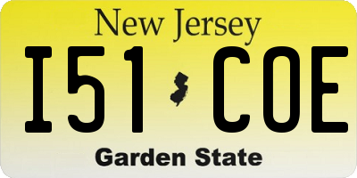 NJ license plate I51COE
