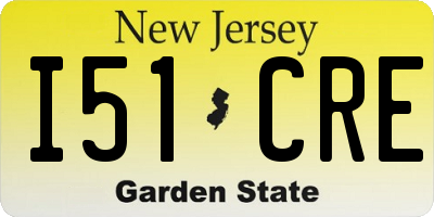 NJ license plate I51CRE