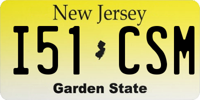 NJ license plate I51CSM