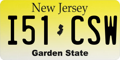 NJ license plate I51CSW