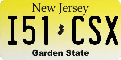 NJ license plate I51CSX