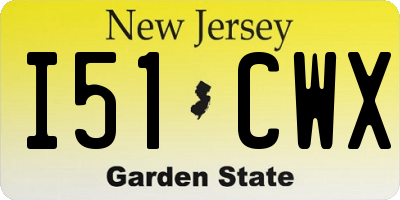 NJ license plate I51CWX