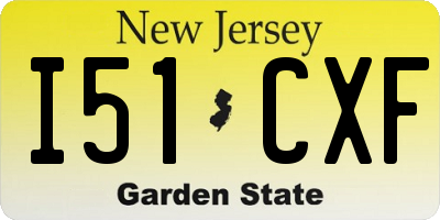 NJ license plate I51CXF