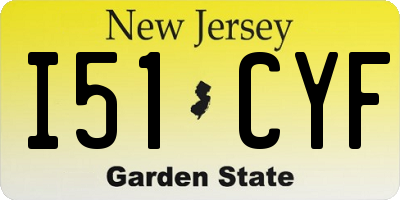 NJ license plate I51CYF