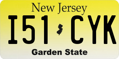 NJ license plate I51CYK
