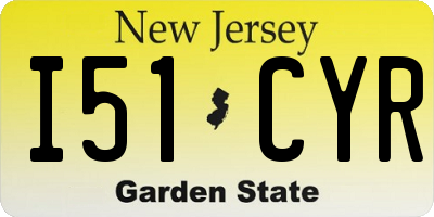 NJ license plate I51CYR