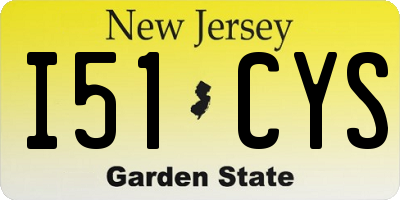 NJ license plate I51CYS