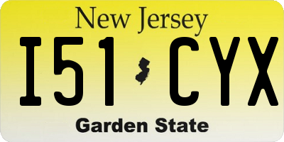 NJ license plate I51CYX