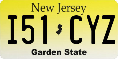 NJ license plate I51CYZ