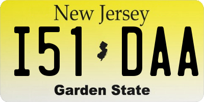 NJ license plate I51DAA
