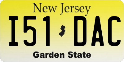 NJ license plate I51DAC