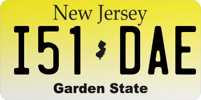 NJ license plate I51DAE