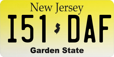 NJ license plate I51DAF
