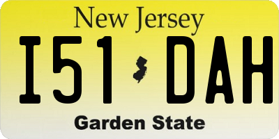 NJ license plate I51DAH