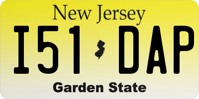 NJ license plate I51DAP