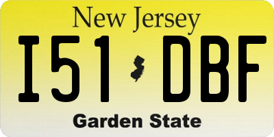 NJ license plate I51DBF