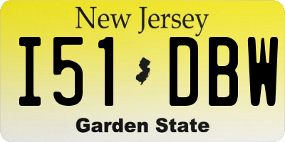 NJ license plate I51DBW