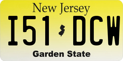 NJ license plate I51DCW