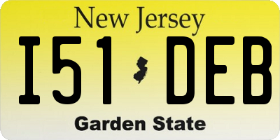 NJ license plate I51DEB