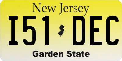 NJ license plate I51DEC