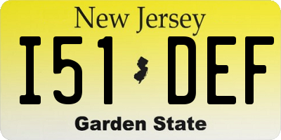 NJ license plate I51DEF