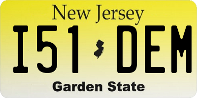 NJ license plate I51DEM