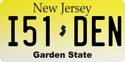 NJ license plate I51DEN