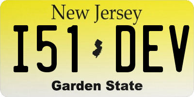 NJ license plate I51DEV