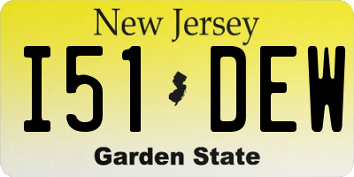 NJ license plate I51DEW
