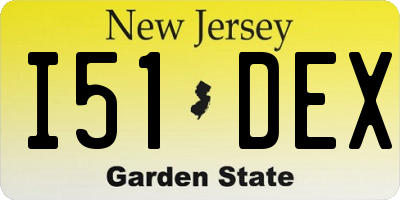 NJ license plate I51DEX