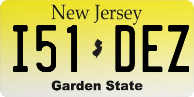 NJ license plate I51DEZ