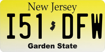 NJ license plate I51DFW