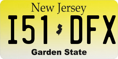 NJ license plate I51DFX