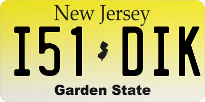 NJ license plate I51DIK