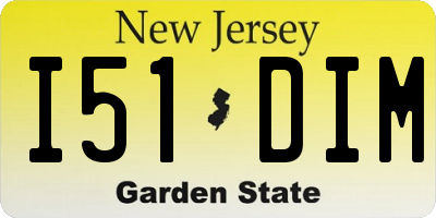 NJ license plate I51DIM