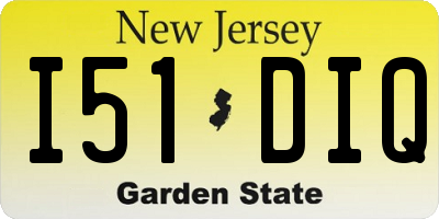 NJ license plate I51DIQ