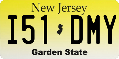 NJ license plate I51DMY
