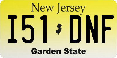 NJ license plate I51DNF