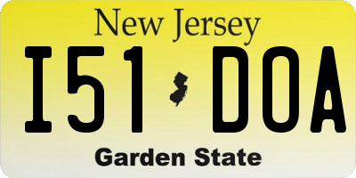 NJ license plate I51DOA