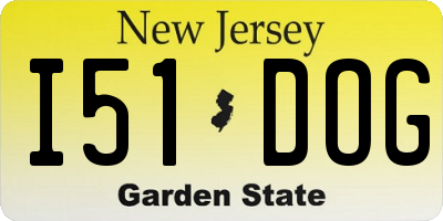 NJ license plate I51DOG