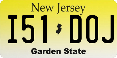 NJ license plate I51DOJ