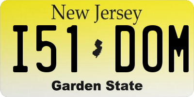 NJ license plate I51DOM