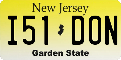 NJ license plate I51DON