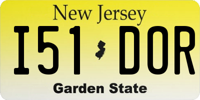NJ license plate I51DOR