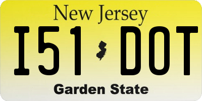 NJ license plate I51DOT
