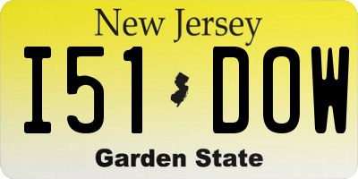 NJ license plate I51DOW